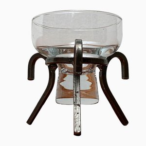 Mid-Century Danish Metal and Glass Candleholder, 1960s-UAH-1375003