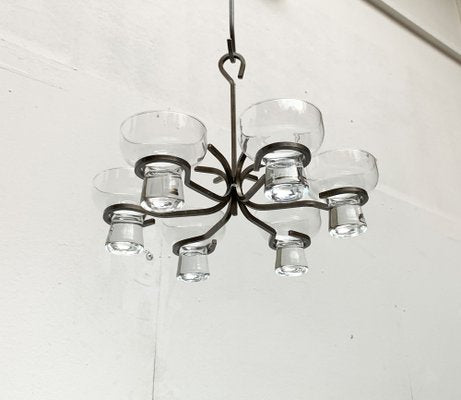 Mid-Century Danish Metal and Glass Candleholder Pendant, 1960s-UAH-1384246