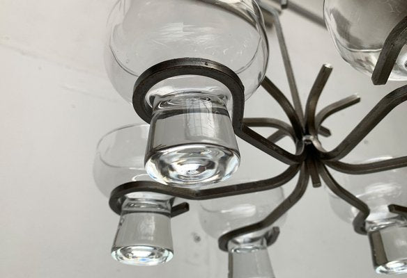 Mid-Century Danish Metal and Glass Candleholder Pendant, 1960s-UAH-1384246