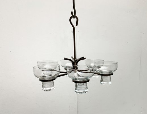 Mid-Century Danish Metal and Glass Candleholder Pendant, 1960s-UAH-1384246