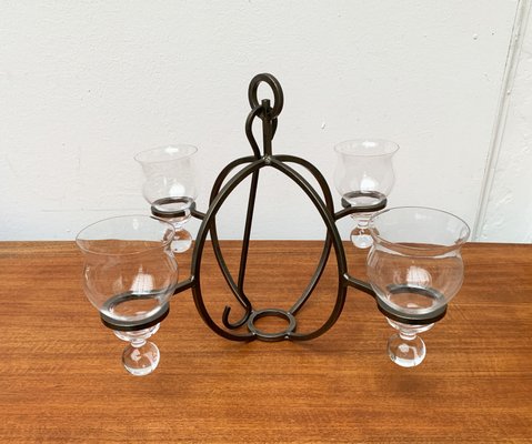 Mid-Century Danish Metal and Glass Candleholder Pendant, 1960s-UAH-1362279