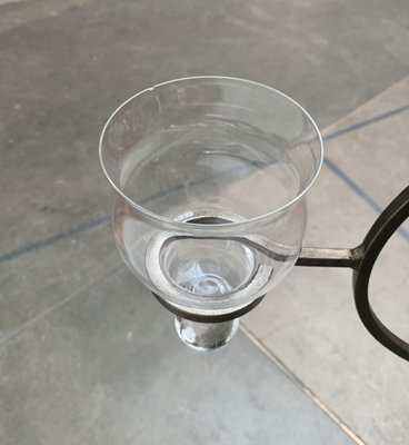 Mid-Century Danish Metal and Glass Candleholder Pendant, 1960s-UAH-1362279