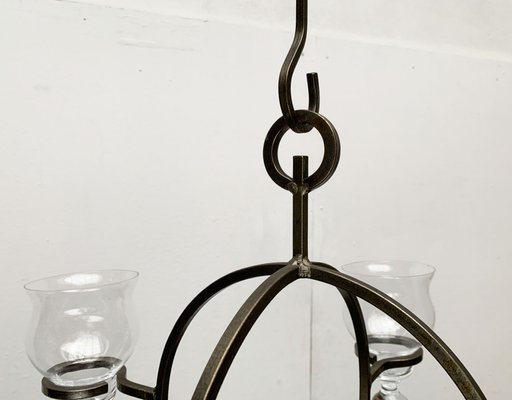 Mid-Century Danish Metal and Glass Candleholder Pendant, 1960s-UAH-1362279