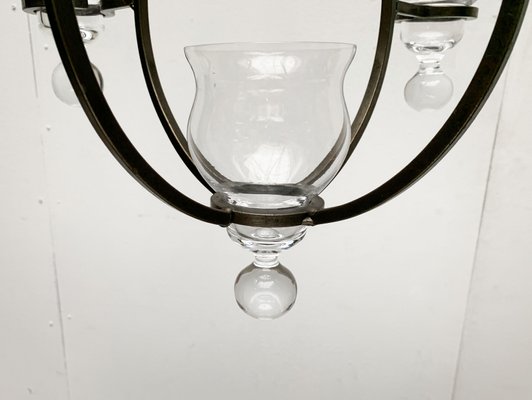 Mid-Century Danish Metal and Glass Candleholder Pendant, 1960s-UAH-1362279