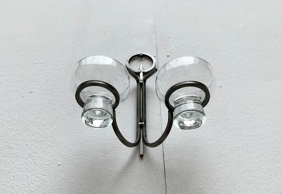 Mid-Century Danish Metal and Glass Wall Candleholder, 1960s-UAH-1337802