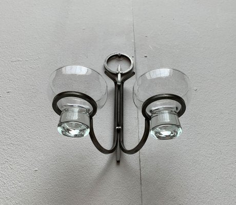 Mid-Century Danish Metal and Glass Wall Candleholder, 1960s-UAH-1337802