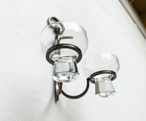 Mid-Century Danish Metal and Glass Wall Candleholder, 1960s-UAH-1337802