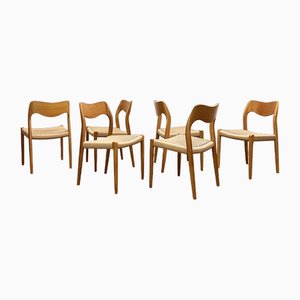 Mid-Century Danish Model 71 Chairs in Oak by Niels Otto Møller for J.L. Mollers, 1950s, Set of 6-DOY-1793672