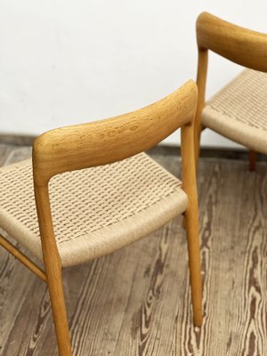 Mid-Century Danish Model 75 Chairs in Oak by Niels O. Møller for J.L. Møllers Møbelfabrik, 1950s, Set of 2-DOY-1782768