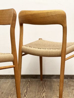 Mid-Century Danish Model 75 Chairs in Oak by Niels O. Møller for J.L. Møllers Møbelfabrik, 1950s, Set of 2-DOY-1782768