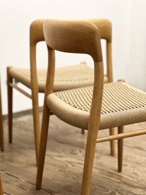 Mid-Century Danish Model 75 Chairs in Oak by Niels O. Møller for Jl Møllers Furniture Factory, 1950s, Set of 4-DOY-1782770