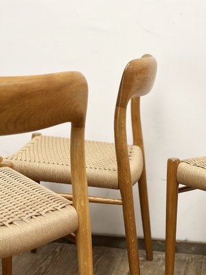 Mid-Century Danish Model 75 Chairs in Oak by Niels O. Møller for JL Møllers Furniture Factory, 1950s, Set of 4-DOY-1793680