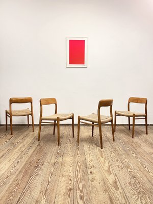 Mid-Century Danish Model 75 Chairs in Oak by Niels O. Møller for JL Møllers Furniture Factory, 1950s, Set of 4-DOY-1793680