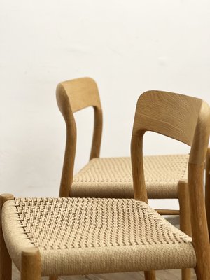 Mid-Century Danish Model 75 Chairs in Oak by Niels O. Møller for Jl Møllers Furniture Factory, 1950s, Set of 4-DOY-1782770