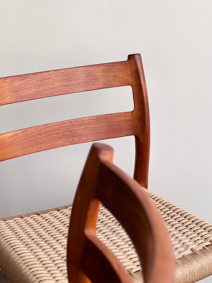 Mid-Century Danish Model 84 Chairs in Teak by Niels O. Møller for J.L. Moller, 1950, Set of 4