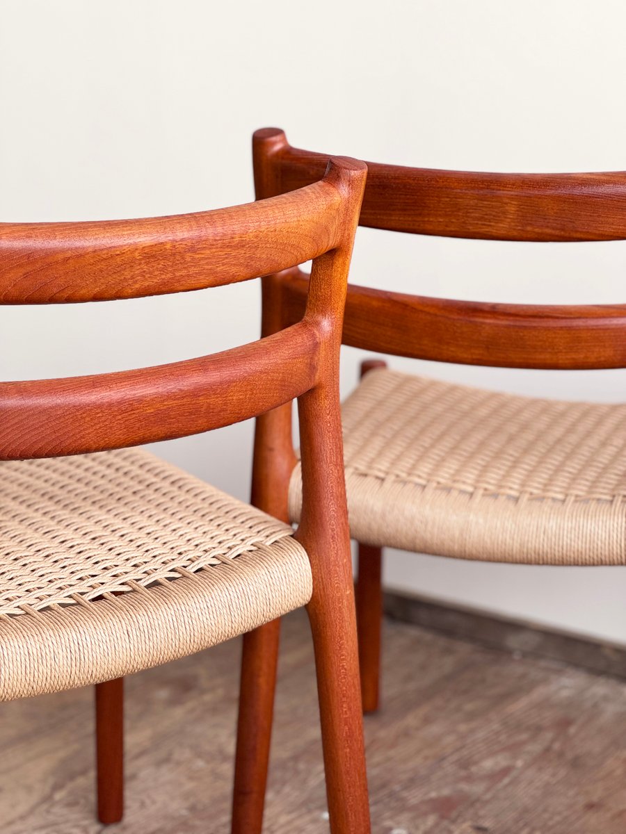 Mid-Century Danish Model 84 Chairs in Teak by Niels O. Møller for J.L. Moller, 1950, Set of 4