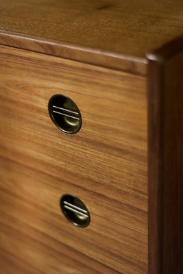 Mid-Century Danish Modern High Teak Highboy Chest of Drawers with Brass Handles, 1960s-ZAA-1706626