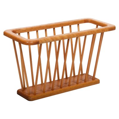 Mid-Century Danish Modern Solid Oak Rectangular Magazine Rack, 1970s-JDR-1125579