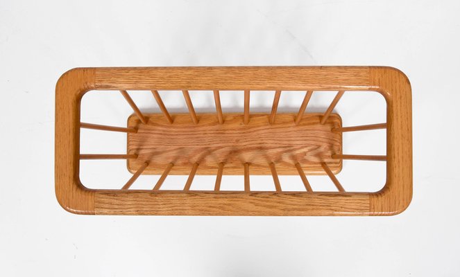 Mid-Century Danish Modern Solid Oak Rectangular Magazine Rack, 1970s-JDR-1125579