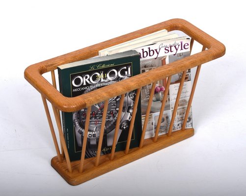 Mid-Century Danish Modern Solid Oak Rectangular Magazine Rack, 1970s-JDR-1125579