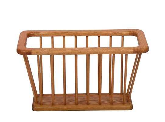 Mid-Century Danish Modern Solid Oak Rectangular Magazine Rack, 1970s-JDR-1125579