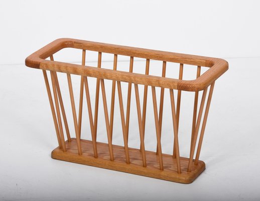 Mid-Century Danish Modern Solid Oak Rectangular Magazine Rack, 1970s-JDR-1125579