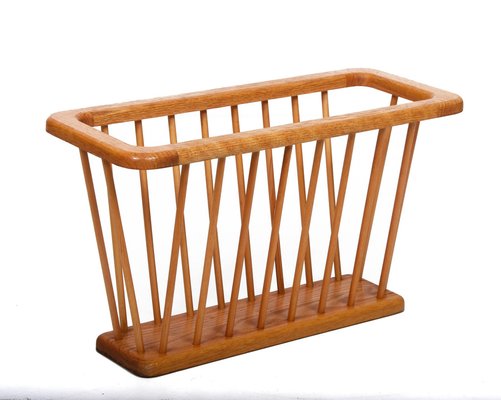 Mid-Century Danish Modern Solid Oak Rectangular Magazine Rack, 1970s-JDR-1125579