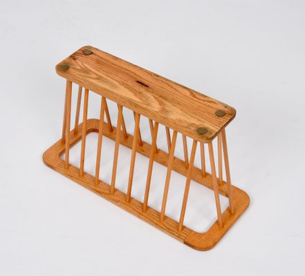 Mid-Century Danish Modern Solid Oak Rectangular Magazine Rack, 1970s-JDR-1125579