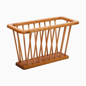 Mid-Century Danish Modern Solid Oak Rectangular Magazine Rack, 1970s-JDR-1125579