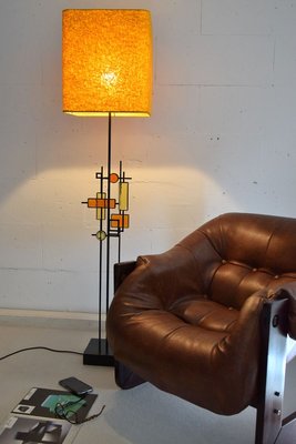 Mid-Century Danish Modern Wrought Iron & Glass Floor Lamp by Svend Aage Holm Sørensen-IEI-853521