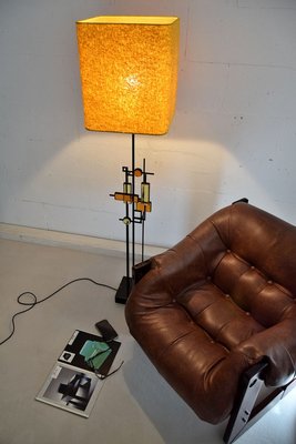 Mid-Century Danish Modern Wrought Iron & Glass Floor Lamp by Svend Aage Holm Sørensen-IEI-853521