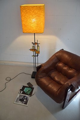 Mid-Century Danish Modern Wrought Iron & Glass Floor Lamp by Svend Aage Holm Sørensen-IEI-853521