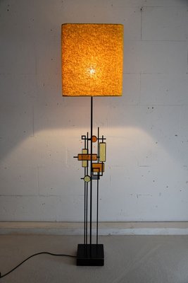 Mid-Century Danish Modern Wrought Iron & Glass Floor Lamp by Svend Aage Holm Sørensen-IEI-853521