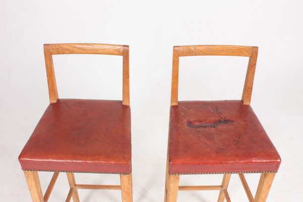 Mid-Century Danish Oak Bar Stools, 1950s, Set of 2-FK-630513