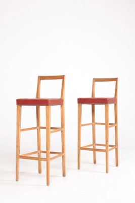 Mid-Century Danish Oak Bar Stools, 1950s, Set of 2-FK-630513