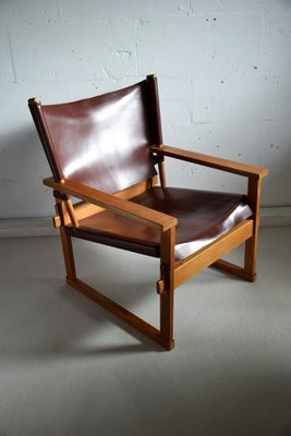 Mid-Century Danish Oak & Dark Brown Leather Safari Armchair by Poul Hundevad for Vamdrup-IEI-842635