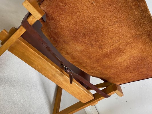 Mid-Century Danish Oak & Dark Brown Leather Safari Armchair by Poul Hundevad for Vamdrup-IEI-842635