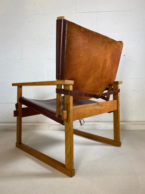 Mid-Century Danish Oak & Dark Brown Leather Safari Armchair by Poul Hundevad for Vamdrup-IEI-842635