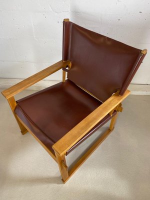 Mid-Century Danish Oak & Dark Brown Leather Safari Armchair by Poul Hundevad for Vamdrup-IEI-842635