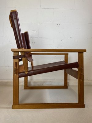 Mid-Century Danish Oak & Dark Brown Leather Safari Armchair by Poul Hundevad for Vamdrup-IEI-842635