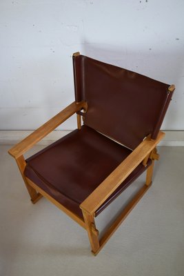 Mid-Century Danish Oak & Dark Brown Leather Safari Armchair by Poul Hundevad for Vamdrup-IEI-842635