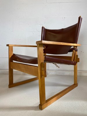 Mid-Century Danish Oak & Dark Brown Leather Safari Armchair by Poul Hundevad for Vamdrup-IEI-842635