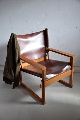 Mid-Century Danish Oak & Dark Brown Leather Safari Armchair by Poul Hundevad for Vamdrup-IEI-842635