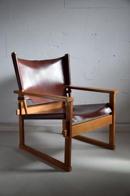 Mid-Century Danish Oak & Dark Brown Leather Safari Armchair by Poul Hundevad for Vamdrup-IEI-842635