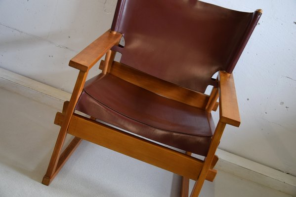 Mid-Century Danish Oak & Dark Brown Leather Safari Armchair by Poul Hundevad for Vamdrup-IEI-842635