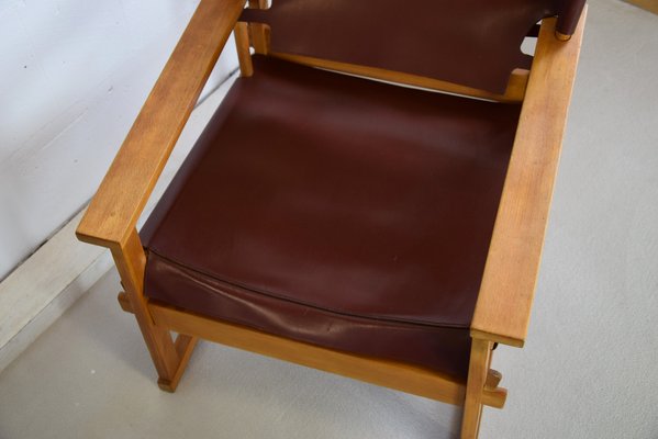 Mid-Century Danish Oak & Dark Brown Leather Safari Armchair by Poul Hundevad for Vamdrup-IEI-842635