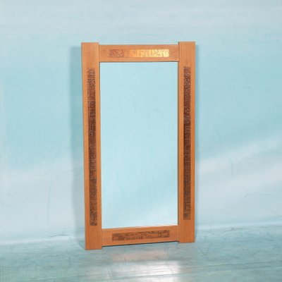 Mid-Century Danish Oak Pressed Copper Mirror-HGA-1436299