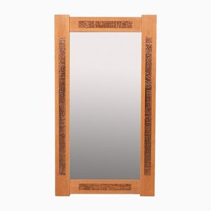 Mid-Century Danish Oak Pressed Copper Mirror-HGA-1436299