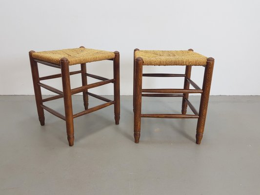 Mid-Century Danish Papercord and Rope Beech Stool, 1960s, Set of 2-AXJ-1723156