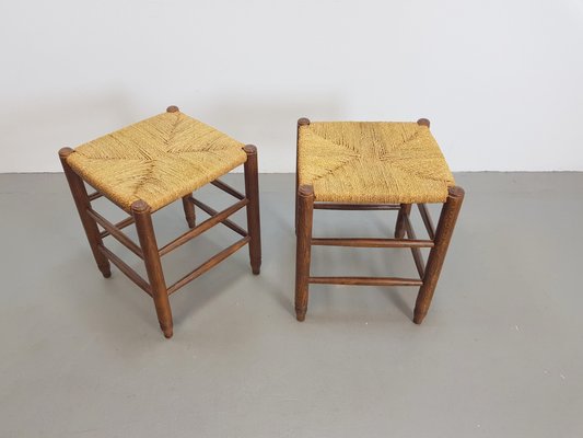 Mid-Century Danish Papercord and Rope Beech Stool, 1960s, Set of 2-AXJ-1723156